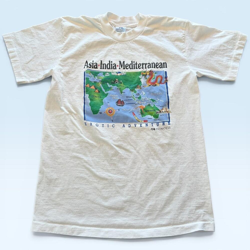 Vintage Princess Cruises Shirt Mens Medium White Asia India Mediterranean TShirt